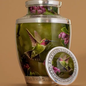 Urne funéraire avec couvercle pour cérémonie funéraire et hommage commémoratif Urne commémorative personnalisée pour cendres avec texte et illustrations imprimés - Product Image 6