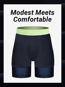 Beach Shorts For <b>Mens</b> with Compression Liner 2 in 1 Solid Swimming <b>Trunks</b> Breathable Quick Dry Swim Shorts with Zipper Pockets - Product Image 5
