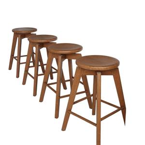 Tabouret de bar minimaliste moderne en bois massif marron, pivotant, pour cuisine, appartement, salle à manger, bar à domicile - Product Image 2