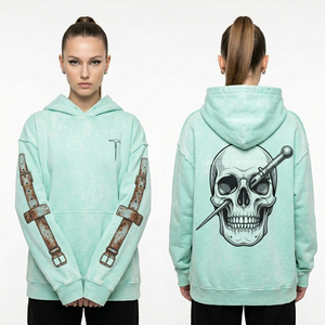 Title Custom Zip Up Hoodie Women Oversized 350GSM Pastel Tie Dye Sweatshirt <b>Punk</b> Rock Safety Pin Distressed Acid Wash <b>Jacket</b> Out - Product Image 6