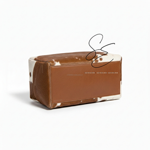 Genuine Hair On Leather Toiletry <b>Pouch</b> Travel Cosmetic Bag Cowhide Makeup Organizer Zipper Dopp Kit For <b>Men</b> Women Custom Logo - Product Image 5