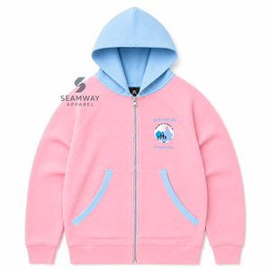 เสื้อฮู้ดซิปสำหรับผู้หญิง Jack And Jill Of America สีแทน แต่งฮู้ดตัดสี ซิปยาว แขนยาว ปักลายตัวอักษรกรีก เสื้อสเวตเชิ้ตลำลอง - Product Image 1