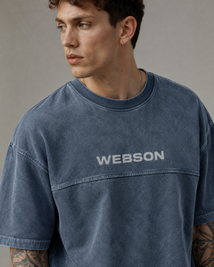 T-shirt décontracté à manches courtes et col rond pour homme Webson, coupe classique, en coton lavé/fibre de bambou, séchage rapide, respirant, écologique, pas cher - Product Image 5