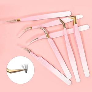 1pcs Stainless Steel <b>Eyelash</b> Extension Tweezers Eyebrow Clip High Precision Grafting Lash <b>Curler</b> Pink Blue Gradient Color Clips - Product Image 4
