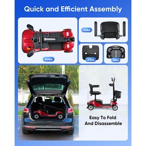 Scooter Elettrico Pieghevole Compatto a 4 Ruote con Cestino e Luce per Viaggi, Facile Mobilità per Disabili - Product Image 4