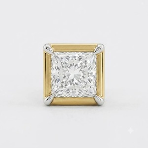 Pendientes de Oro Amarillo de 9K para Hombre con Diamante Cultivado en Laboratorio Corte Princesa de 0.548CT, Solitario de 4 Puntas, Joyería Fina Personalizada al por Mayor - Product Image 3