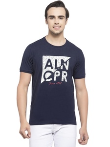 T-shirts imprimés décontractés en tricot 100% coton écologique pour hommes, manches courtes, doux, anti-boulochage, col rond, logo client, printemps-été - Product Image 2