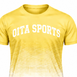 Neutral Yellow and <b>White</b> Gradient Sublimation <b>T</b> <b>Shirt</b> Men Short Sleeve Crew Neck Custom Printed Sports Training Performance - Product Image 3
