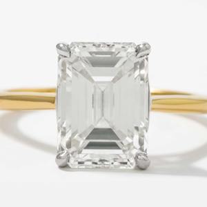 แหวนเพชรเม็ดเดี่ยวทรงเหลี่ยมมรกต 3.50 กะรัต ทองคำขาว 14K ประดับเพชร VS2 คุณภาพสูง แหวนหมั้นทองคำขาวสำหรับผู้หญิง - Product Image 2