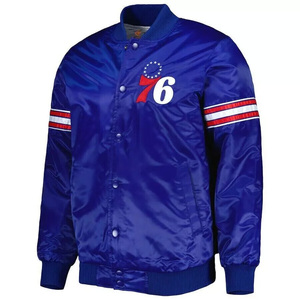 Veste universitaire personnalisée en satin bleu roi pour homme, veste bomber athlétique avec patchs, uniforme de baseball Letterman, vêtements de sport en gros - Product Image 2