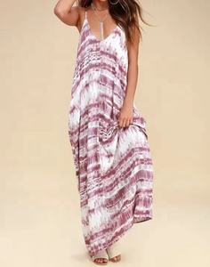 Nouvelle arrivée de robe longue indienne Tie And Dye dos nu Maxi pour les femmes vêtements de plage robe de fête d'été - Product Image 1