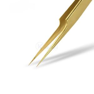 แหนบต่อขนตาเคลือบทอง แหนบโค้งสำหรับต่อขนตาแบบเส้นต่อเส้น ราคาขายส่ง - Product Image 4
