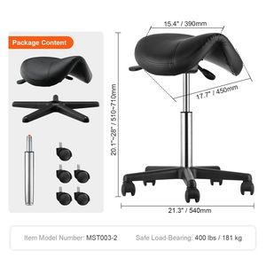 "<b>Height</b> <b>Adjustable</b> Swivel Saddle <b>Stool</b> Chair for Salon 400 LBS Weight Capacity Thickened PU Leather" - Product Image 4