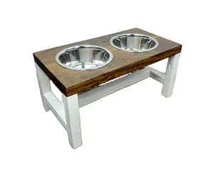 Royal Wooden Dog Bowl Separate Wasser-und Futters chale Pet Feeder Erhöhte Lebensmittels ichere Fütterung station für Haustiere Benutzer definiertes Logo Cat Bowl