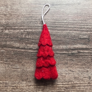 Handmade <b>Wool</b> Felt Christmas Tree Ornament Tree Shape Decorative Hanging <b>Craft</b> Red White Blue Black Color Options - Product Image 6