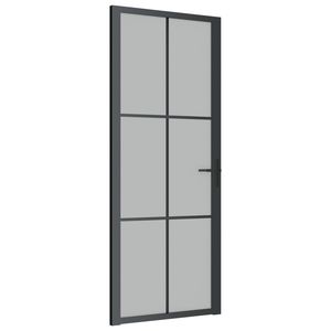 ประตูกระจกสีดำด้านและแผ่นอลูมิเนียม32.7 "x79.3" ประตูภายใน - Product Image 2
