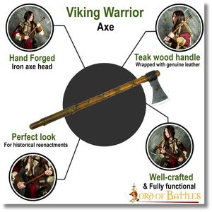 Hachas Vikingas Auténticas Hechas a Mano con Acero al Carbono, Mango de Madera y Funda de Cuero, Venta al Por Mayor 2026 - Product Image 5