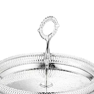 Elegant Silver Plated <b>Cake</b> <b>Stand</b> for Birthday Party High-End Metal <b>Cake</b> <b>Stand</b> with Two Layered Design - Product Image 6