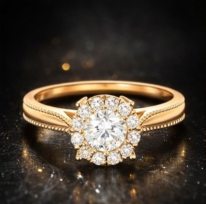 Anillo de Compromiso y Promesa de Lujo para Mujer, Clásico y Moderno, Personalizado, de Oro Sólido de 10K, con Diamantes Cultivados en Laboratorio, Regalo para Boda o Fiesta - Product Image 4