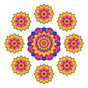 Kit Rangoli Traditionnel en Bois Éléphant Lotus – Décoration Multi-pièces pour Festival Indien Diwali et Mariage Sangit - Product Image 3