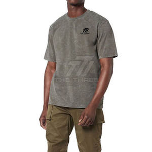 Camiseta de manga corta de alta calidad 100% algodón para hombre, lavado ácido, corte holgado, con logo personalizado impreso, camiseta de lavado ácido para hombre - Product Image 3