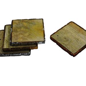 แผ่นรองแก้วทรงสี่เหลี่ยมทำจากเปลือกไม้ทำด้วยมือสินค้าคุณภาพสูง - Product Image 1