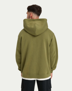 Sweat-shirt à capuche oversize en coton, style décontracté automne, brodé, avec poche kangourou et motif gaufré en relief uni - Product Image 2