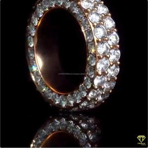 Bague d'éternité en moissanite taille brillant ronde en or rose 14 carats, pavée intégrale, pour mariage ou anniversaire, bague de luxe empilable - Product Image 6