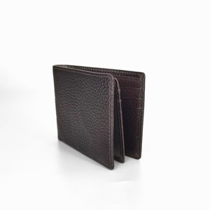 High Quality Handmade Castello Genuine Pebble Top Grain Leather Men's Bi-fold <b>Billfold</b> ID Card Short Open Closure Polyester - Product Image 2