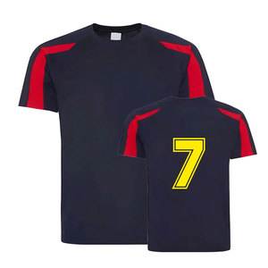 <b>Men's</b> Black Red Yellow Color Blocked Short Sleeve Soccer Jersey Crew Neck Moisture Wicking Regular Fit Team Number 7 Apparel - Product Image 3