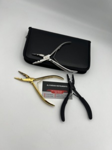 Pince à deux trous pour extensions de cheveux, logo personnalisé disponible, couleurs noir mat, or, argent, acier inoxydable de qualité chirurgicale, étui en cuir - Product Image 6