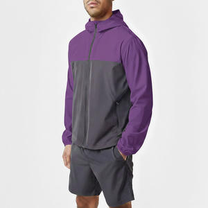 Conjunto Deportivo Corto de Dos Piezas con Chaqueta Cortavientos y Pantalones Cortos, Estampado, con Cierre, de Nailon, para Hombre - Product Image 6