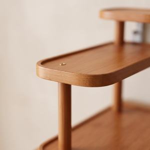Wooden Double Tier <b>Storage</b> <b>Rack</b> Rectangular Minimalist Design Standing Type for Living Room Sundries Organization - Product Image 6
