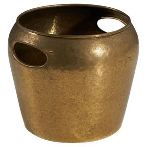 Classic polished brass ice bucket with strong handle perfect for <b>serving</b> ice cubes at events and gatherings - Product Image 4