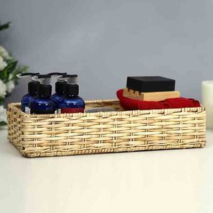 Latest Modern Design Reasonable Price Woven <b>Storage</b> Rattan Basket Rectangle Shape <b>Tabletop</b> Purpose Usage Kitchen Ware Basket - Product Image 1