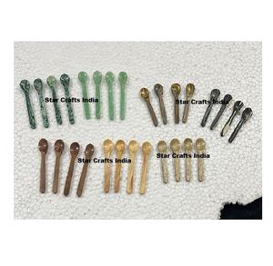 Ensemble de 2 cuillères à thé multicolores en résine et bois, cuillères de service pour le petit-déjeuner, mini-cuillères à sucre, vaisselle, ustensiles de cuisine, manche torsadé - Product Image 6