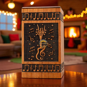 Urne funéraire artisanale en forme de guitare pour musicien et urne funéraire en bois naturel pour cendres, boîte artistique commémorative par AYAANS - Product Image 1