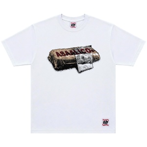 T-shirt blanc à manches courtes avec motif imprimé Asanico, style streetwear, coupe ample pour homme, col rond, jersey 100% coton, 180 grammes - Product Image 1