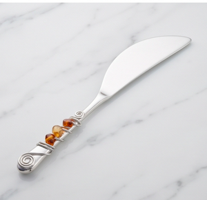 Couteau à fromage en acier inoxydable avec manche en fil de perles ambrées, épandeur en spirale pour usage en cuisine - Product Image 1