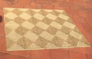 Seagrass Placemat and Cup Mat Set natural braid design, material: dried hyacinth cafe tabletop; origin: Vietnam crafted - Product Image 2