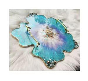 Designer <b>Epoxy</b> Resin Serving Tray Modern Decorative Coffee <b>Table</b> Organizer Luxury Home Decor - Product Image 5