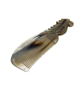 Peigne à cheveux élégant en corne de buffle avec manche Dragon Volant, artisanat naturel raffiné - Product Image 3