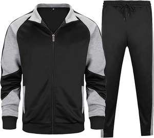 Survêtements décontractés pour hommes, ensemble 2 pièces avec veste et pantalon à fermeture éclair intégrale - Product Image 5