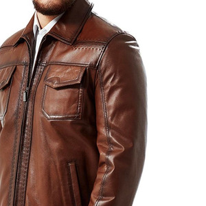 New Super Stylish Brown Men's Biker Winter Waterproof Reversible Leather <b>Jacket</b> Fully Customized 100% Original <b>Sheepskin</b> Front - Product Image 6