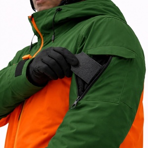 Custom Eco-Friendly Hooded <b>Ski</b> <b>Jacket</b> <b>Green</b> Orange Waterproof 10,000mm Windproof Primaloft Insulated Winter Outdoor Sportswear - Product Image 3