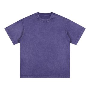 T-shirt ample vintage pour homme en coton épais délavé, style streetwear, imprimé en relief, ourlet brut, jersey non tissé, coupe carrée - Product Image 1