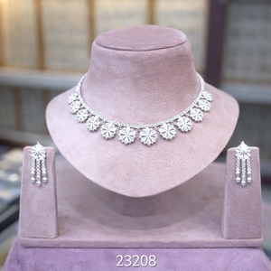 MOLL JEWELLERS Trendy 24K Gold Plated Zinc Alloy Floral Zircon Necklace Earring Set Women Engagement Wedding Party Certified - Product Image 5