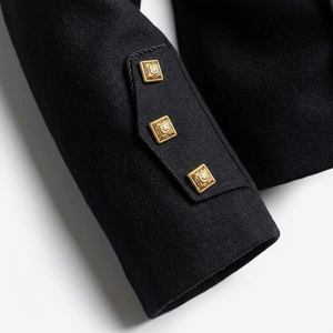 Chaqueta Escocesa Negra de Doble Botonadura para Hombre, Cuello Alto, Botones Dorados, Epaulettes, Abrigo Formal Estilo Kilt Montrose - Product Image 5