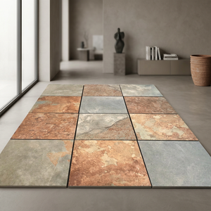 Carreaux de porcelaine d'extérieur naturels à lattes de 20 mm R11, robustes, mats, antidérapants, 60x60 cm, pour pavage et revêtements de sol modernes de salle de bain - Product Image 1