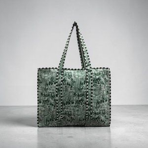 Tote Bag Printed Cotton Casual Shopping Medium Green Women - Product Image 2